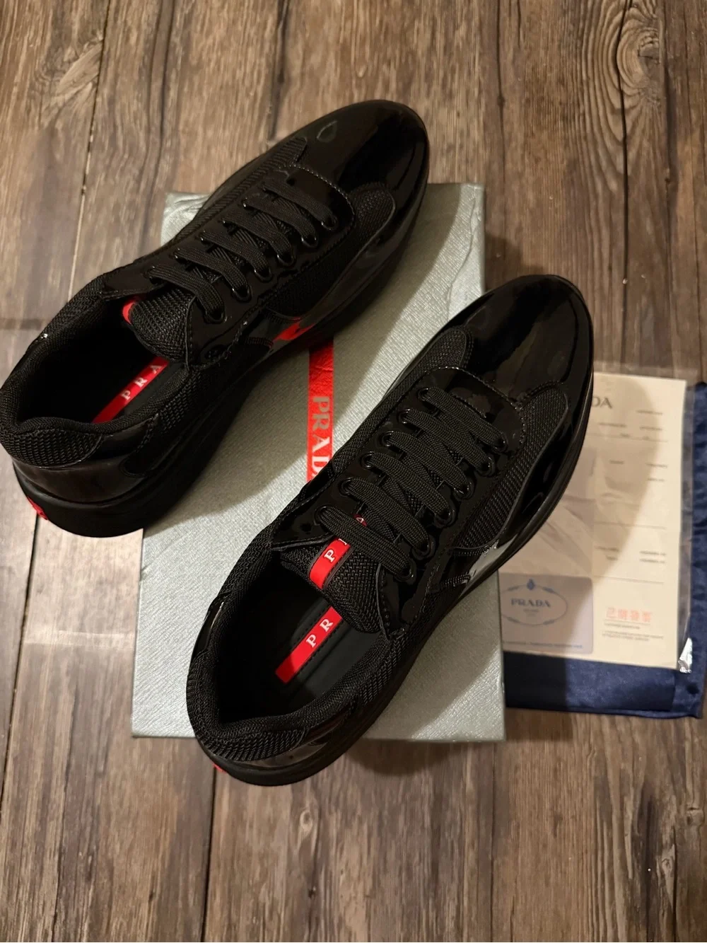 Prada Black Patent & Mesh Men's Sneakers Eur 45 (Men’s 11)